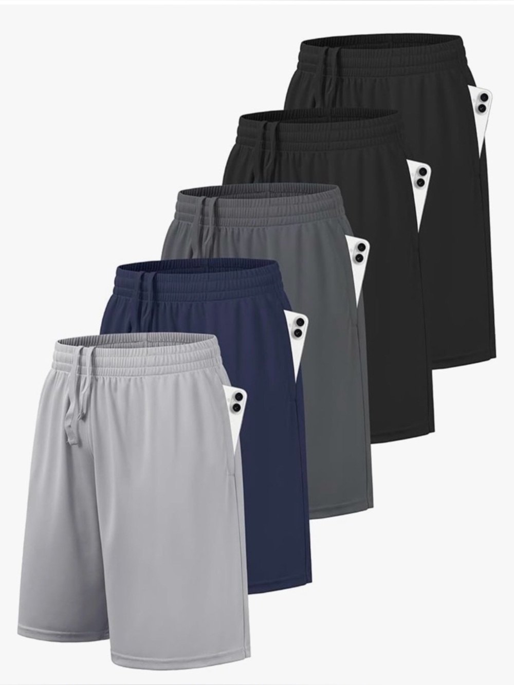 BALENNZ Boy's 5-Pack Athletic Shorts. Quick Dry Active Performance Bball Shorts.